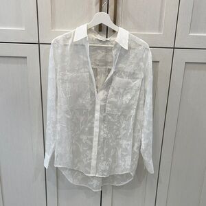 Club Monaco Sheer White Blouse